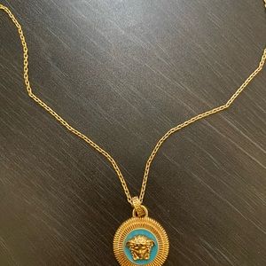Versace Gold & Blue Medusa Biggie Necklace